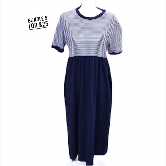 Blue and White knit Dress Size M - Picture 1 of 8